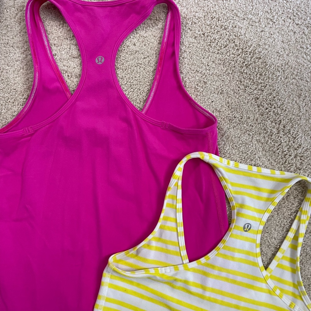 2pc lululemon athletica Cool Racerback One-Pieces Bright, 1 Pink Yellow Stripe 4